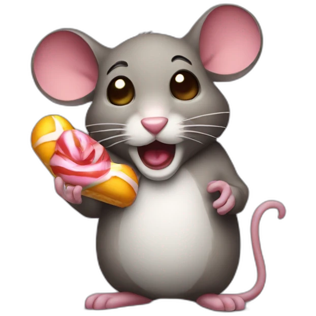 perturbed mouse holding candy emoji