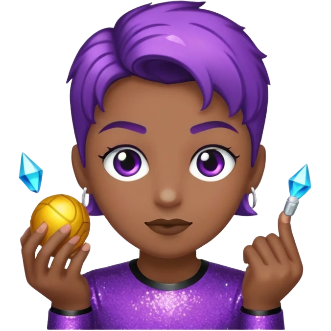 Glitter Roxo e Ciano Mão apontando para direita emoji