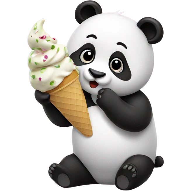 Panda eating ice cream emoji