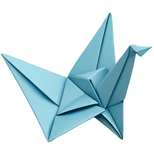 Cinematic Realistic depiction of an elegant origami creation, rendered with delicate paper textures and intricate folds, set on a minimalist background with soft, diffuse lighting that accentuates its artistic precision emoji