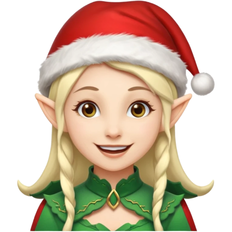 A female elf with santa hat emoji