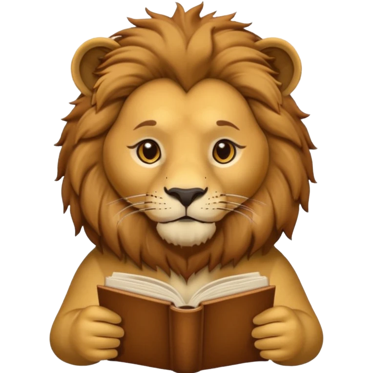 lion reading a book emoji