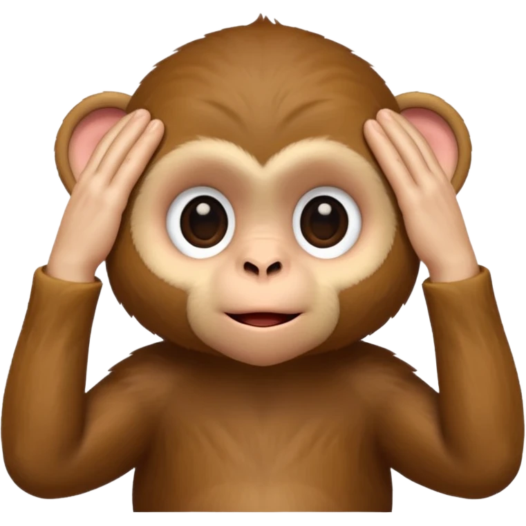 adorable small monkey, hands over eyes emoji