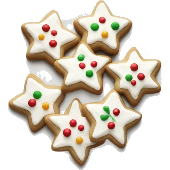 Christmas cookies with white simple frosting aesthetically laying on a plate  emoji