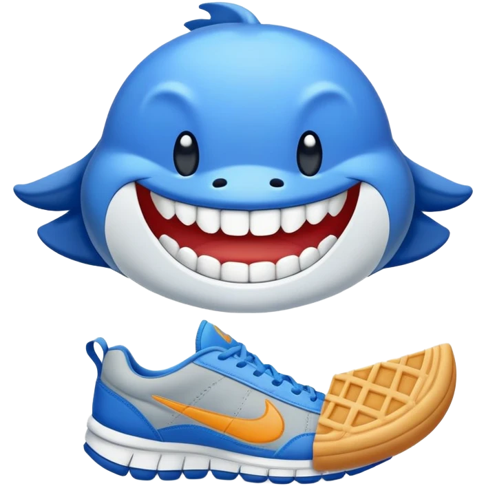 Tiburon con pies con playeras azules nike emoji