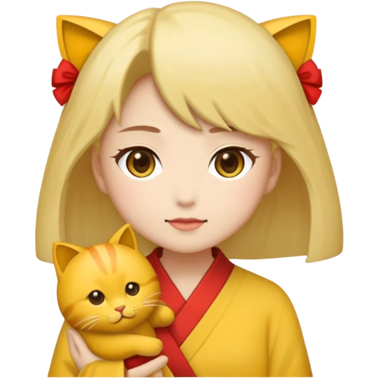 波浪卷发女孩 抱着银渐层小猫 emoji
