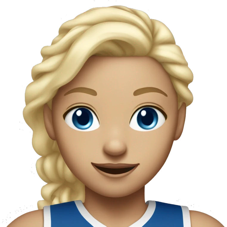 white blond girls playing basketball wih blue eyes blonde hair running emoji