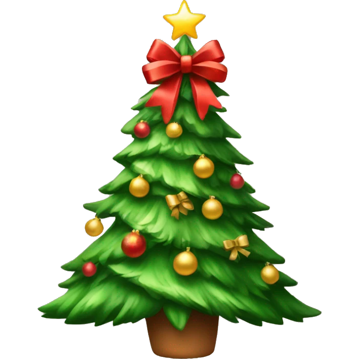 a beautiful Christmas Tree with a bow in peak  emoji
