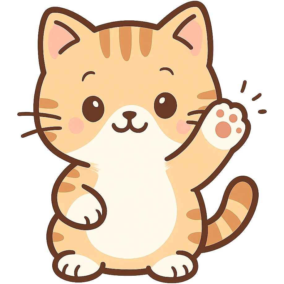 cute cat waving emoji