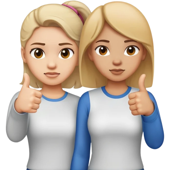 Girl with one hand giving thumbs up and the other hand giving thumbs down, showing mixed feelings emoji
