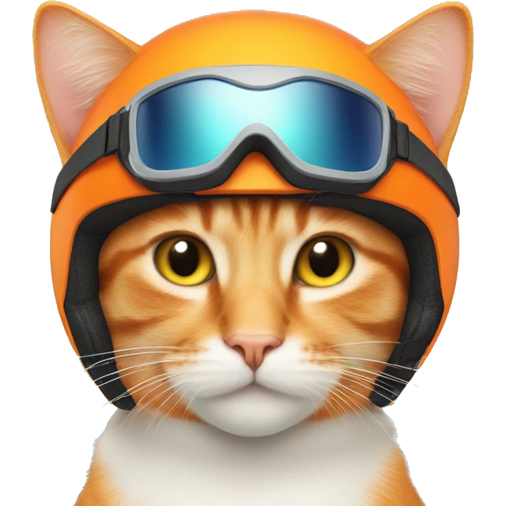 Orange cat with a ski helmet on emoji