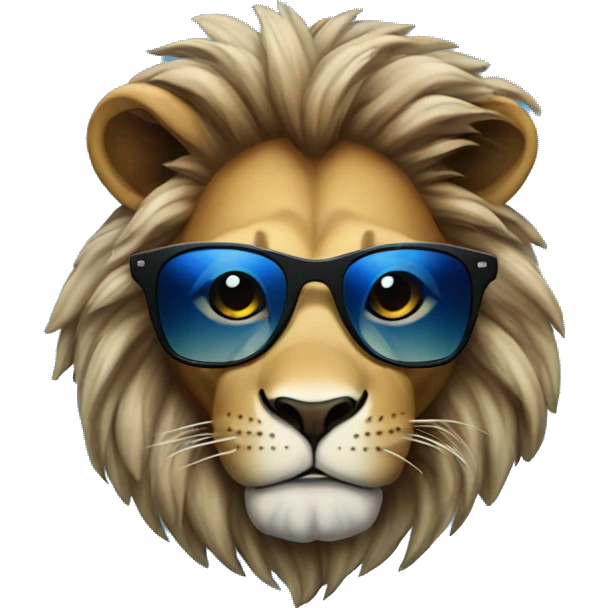 Lion w sunglasses on and blue smoke around head emoji