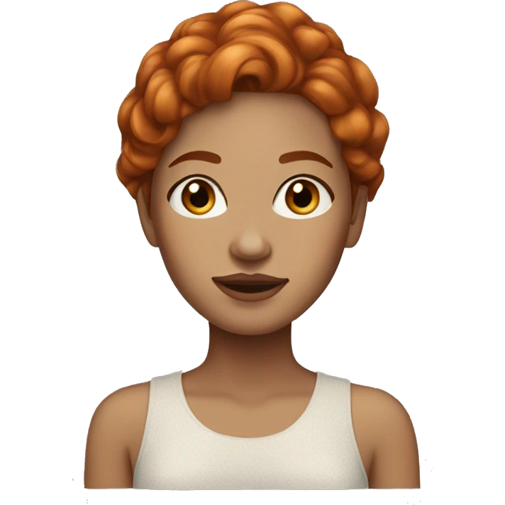 Beautiful woman with ginger hair and light skin, with freckles, dark brown eyes emoji
