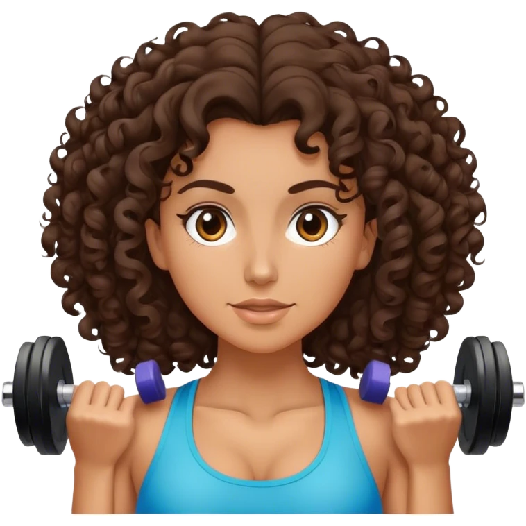 brunete curl medium hair woman working out emoji