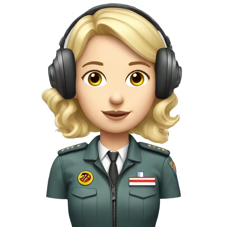 Blonde Russian pilot girl with pilot headset emoji