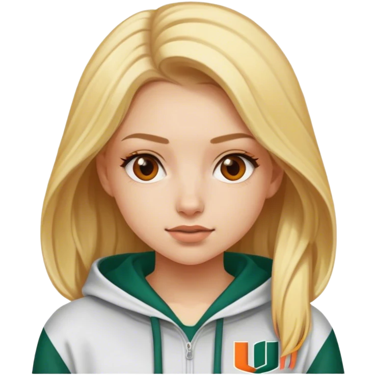 Blonde girl in University of Miami hoodie emoji