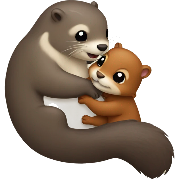 Otter and squirrel hugging emoji