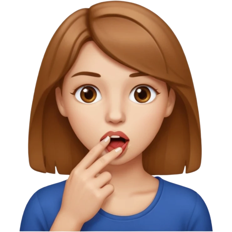 Una mujer mordiendose el dedo, sin la lengua para afuera y que el dedo este más omenos adentrod de la boca EL DEDO ADENTRO DE LA BOCA emoji