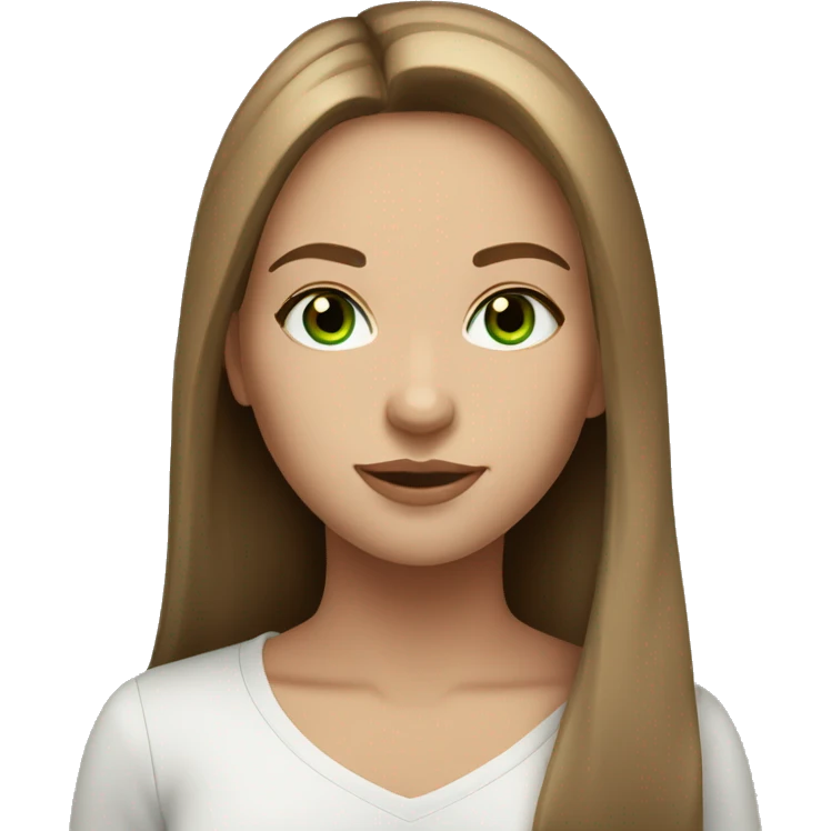 beautiful girl green eyes straight light brown hair emoji