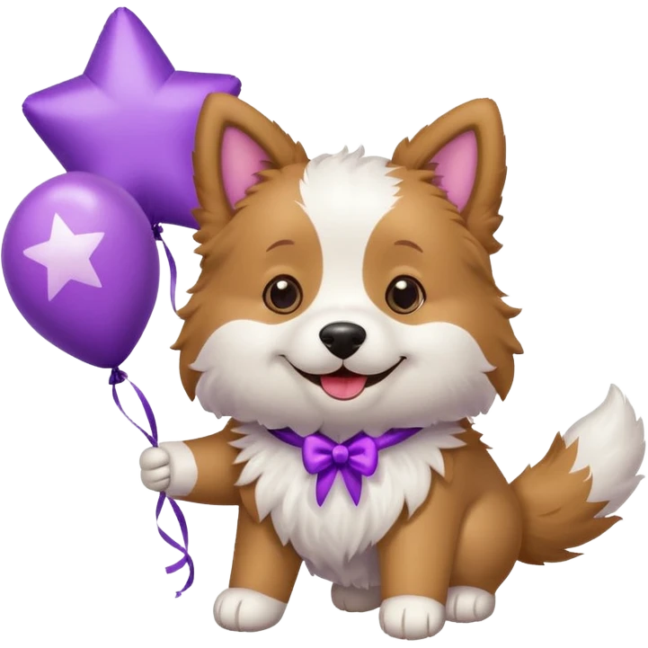 Dog hold purple star balloon emoji