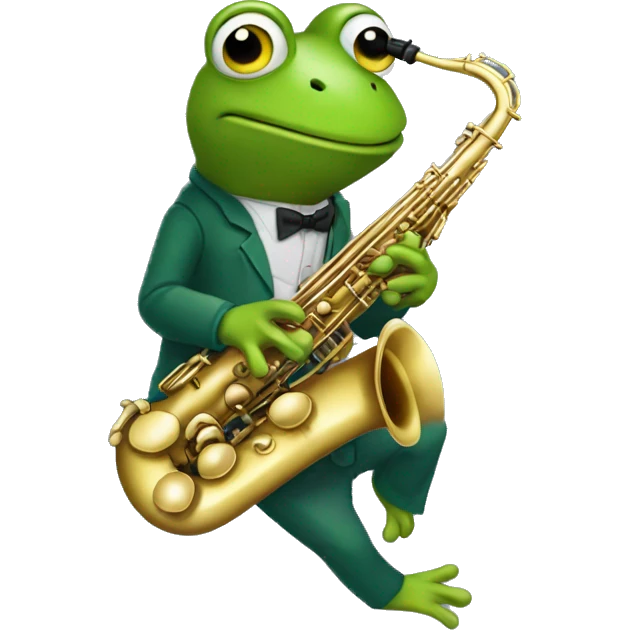 une grenouille qui joue du saxophone emoji