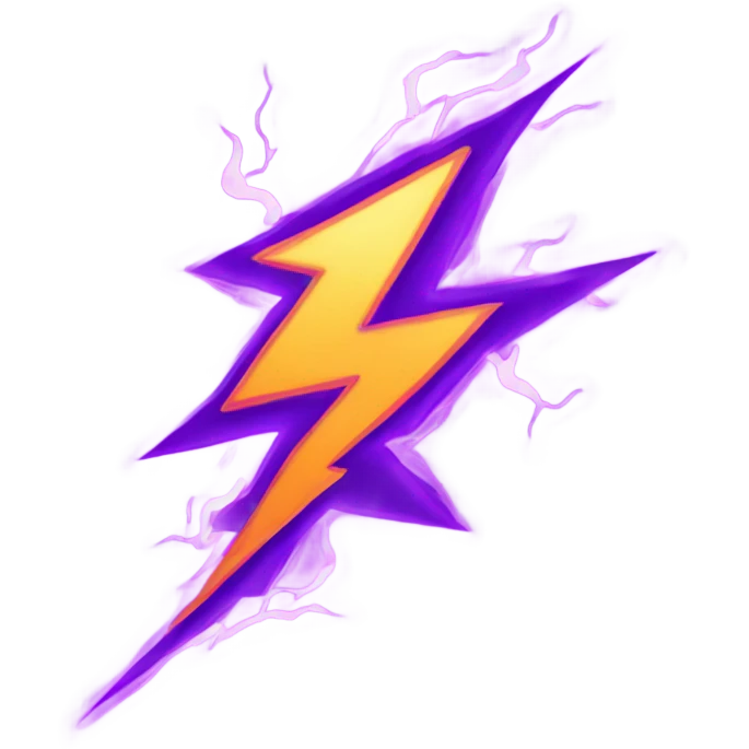 A PURPLE LIGHTNING BOLD WITH FIRE emoji
