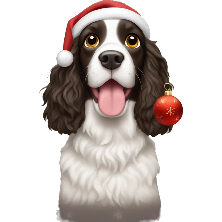 springer spaniel with christmas  emoji