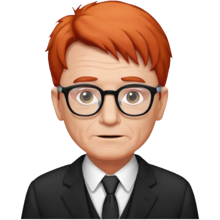 red-haired old man wearing glasses and black-white dress code emoji