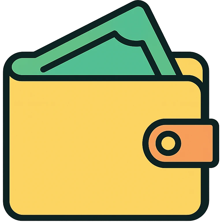 wallet icon, simple and recognizable, modern icon style emoji