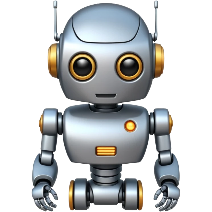 cool and modern robot to represent an AI agent, se possibile qualità più elevata e con sfondo bianco emoji