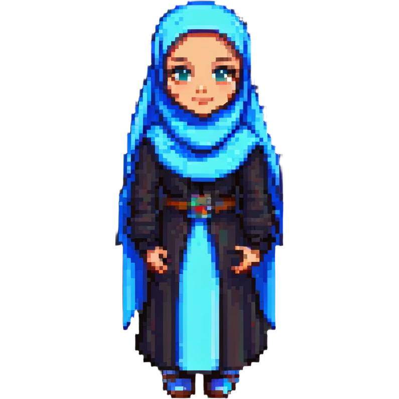 hijabi girl, pixel art style, retro, 8-bit emoji