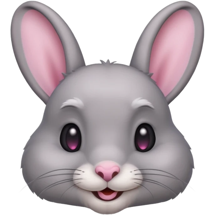 Head of a grey rabbit, smilling
 emoji