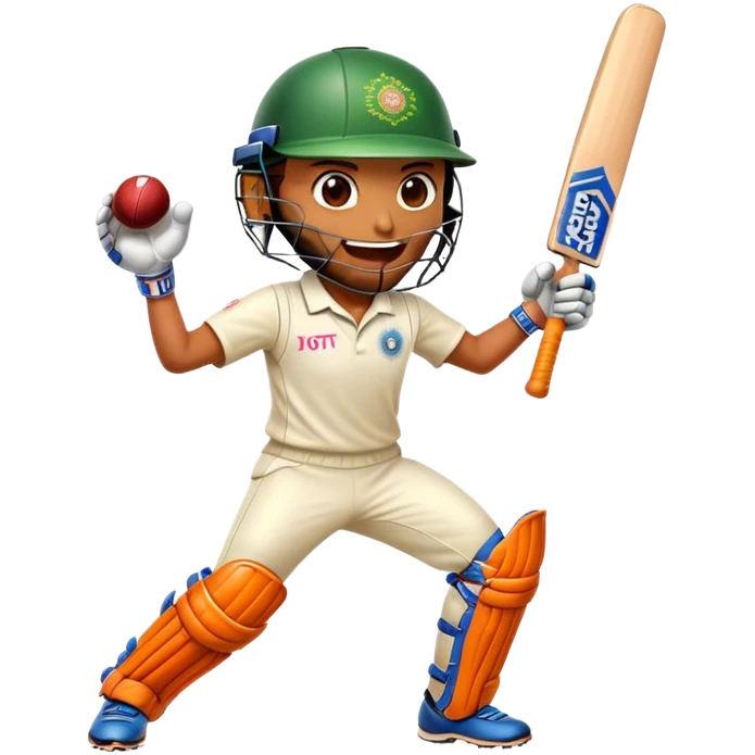 Cinematic Realistic Cricket Pop Culture Emoji, depicted with a dynamic, action‚Äêpacked scene capturing the spirit of India's beloved sport rendered with vibrant textures and energetic lighting. emoji