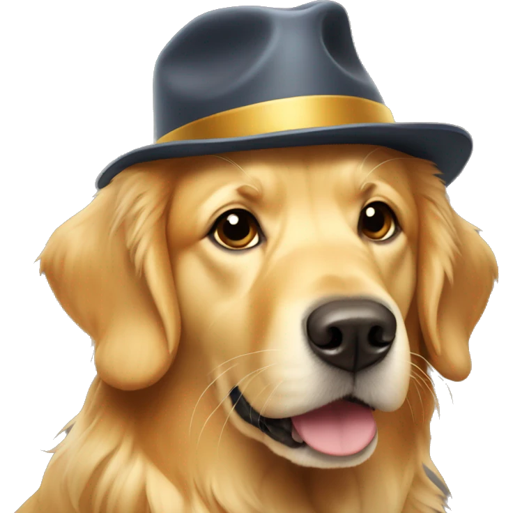 Golden retriever wearing hat emoji