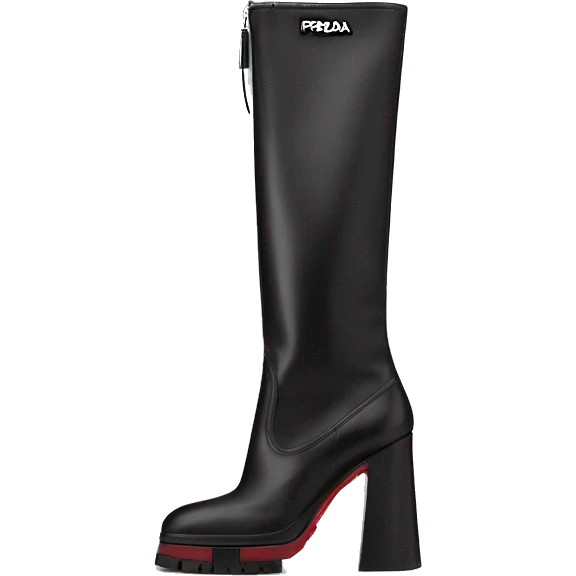 black prada monolith leather re-nylon boots with pouch with the prada logo emoji