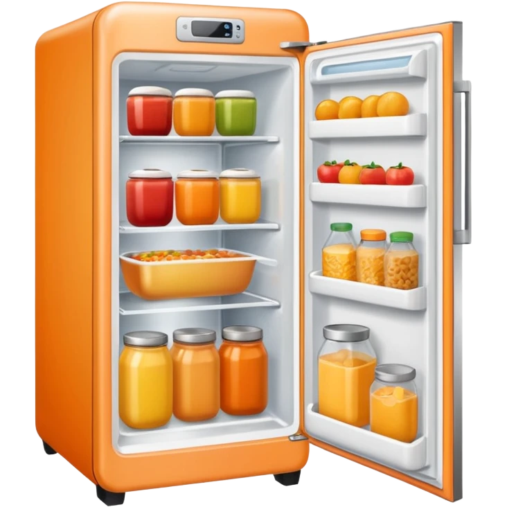 Hi refrigerator ! 
light orange color 
size: 512*512 
inside: full of food emoji