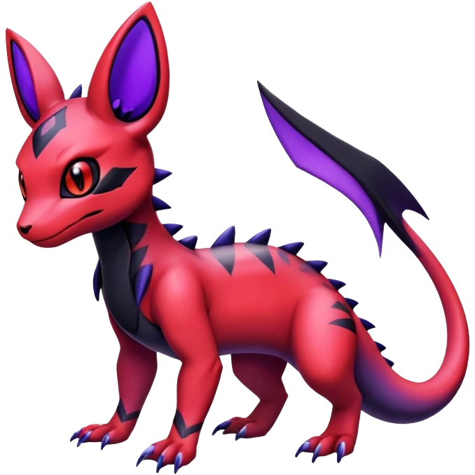 Cute Exotic Colorful Guilmon-Salandit-Umbreon-Fakémon-hybrid-creature (full body)  emoji