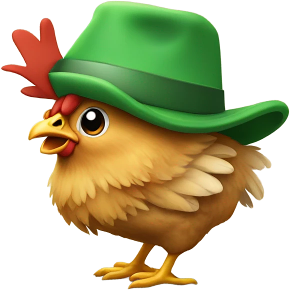 Chicken with green hat emoji
