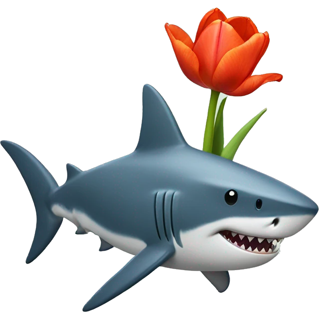 Shark with a tulip in his fin emoji