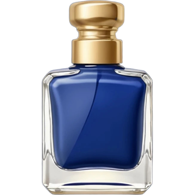 Dark blue nail polish in a square bottle with gold lid emoji