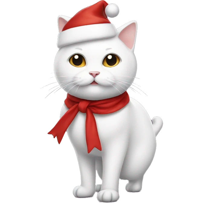 White cat santa claus with a ballerina dress emoji