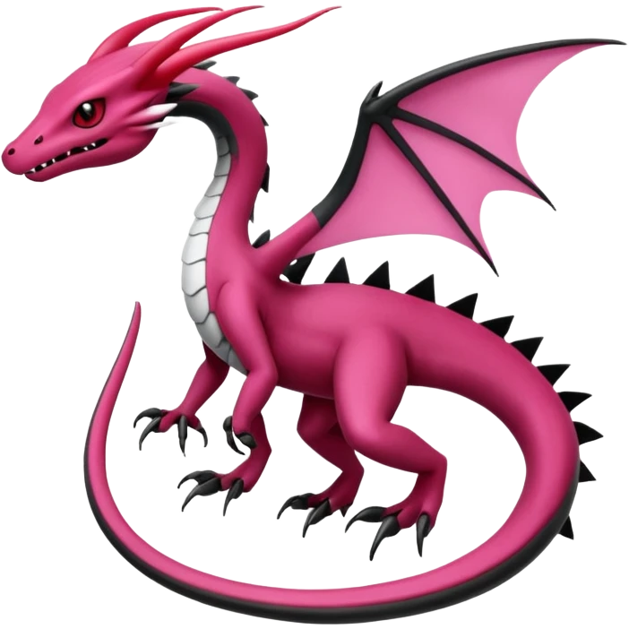 Magenta, black and white Flygon-Gorebyss-Salandit-Pokémon-Fakémon-creature-fusion-hybrid emoji