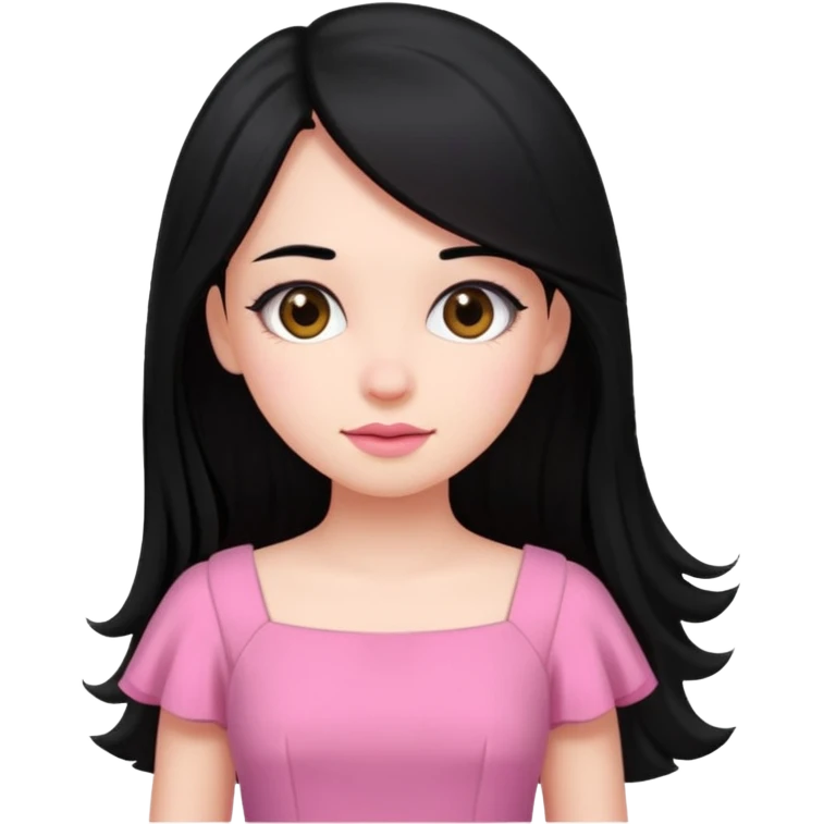 Long black hair girl wearing a dress being a girly girl  emoji
