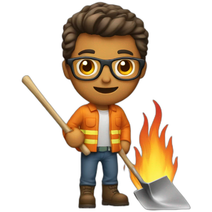 Nerd shoveling fire emoji
