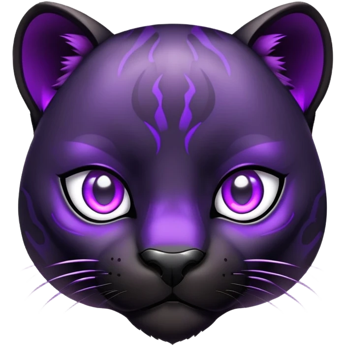 cute black panther with glowing purple eyes emoji