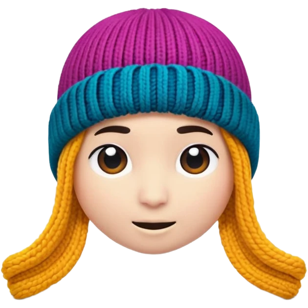 A 3D cartoon knitted wool beanie hat with visible yarn loops, vibrant color, soft lighting, Memoji-style rendering. emoji