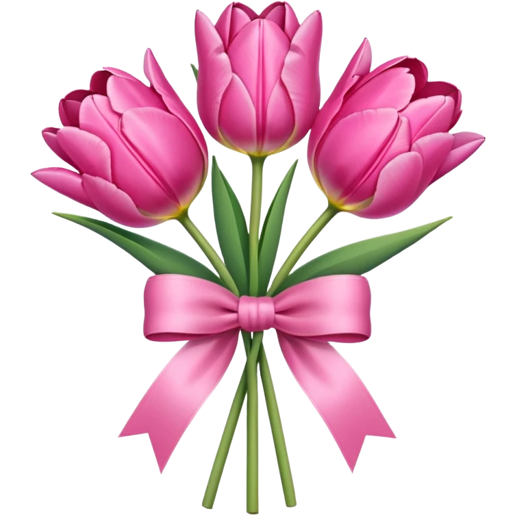 Pink tulips with a bow emoji