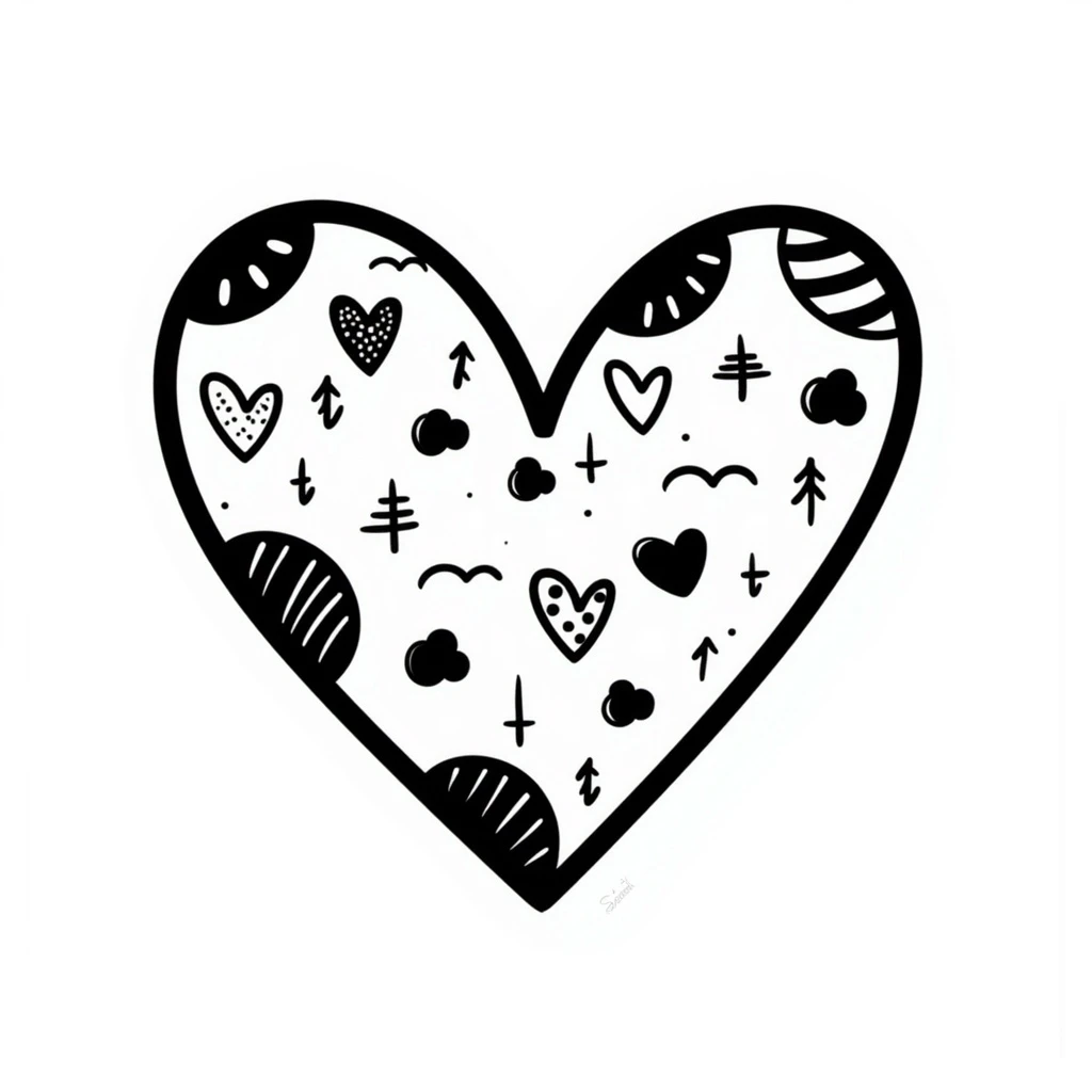 heart hand drawn doodle style emoji