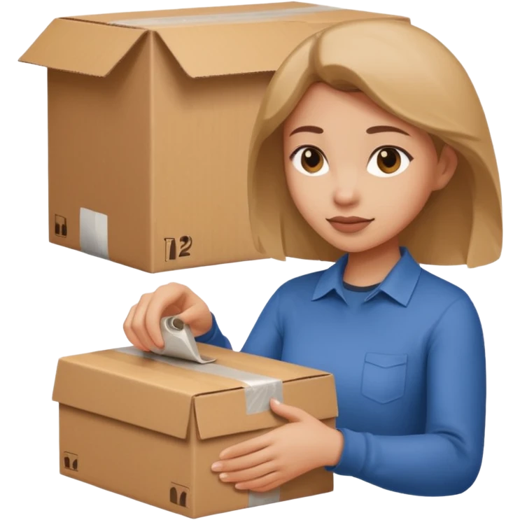 택배박스를 포장하는 여자 emoji