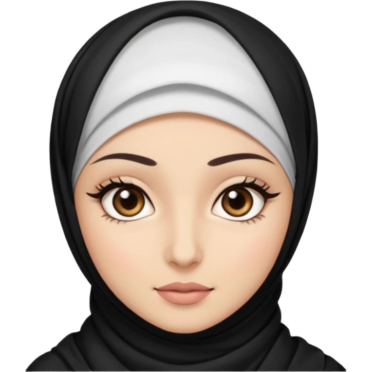 hijab with dark brown eyes and long lashes with and light  skin emoji